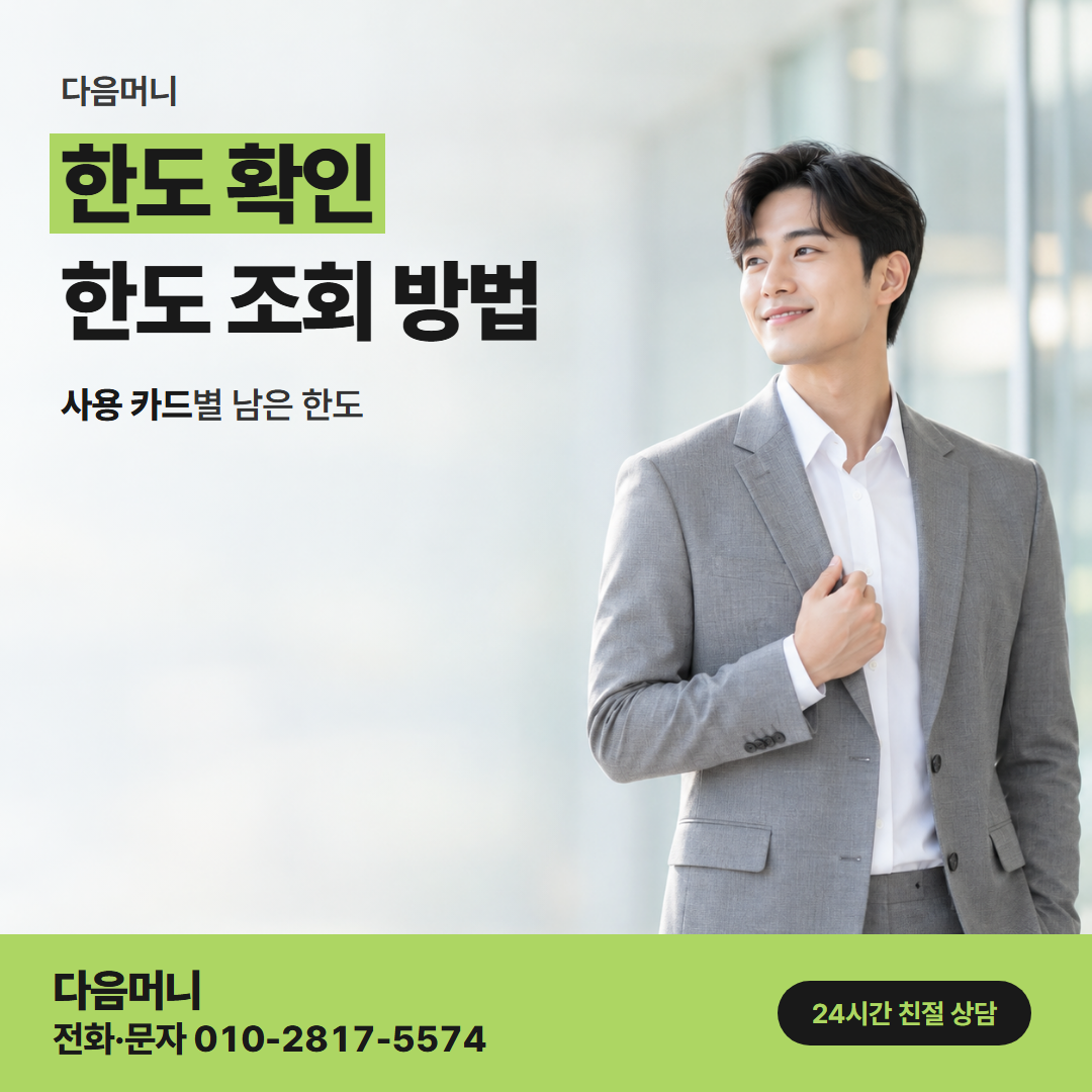 다음머니 도봉카드깡 카드사 앱으로 조회하는 남은 한도